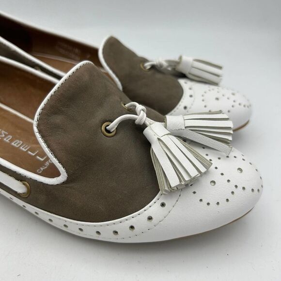 Jeffrey Campbell 7 Sunshine Loafer Flats Brown White Slip On Tassles - Picture 2 of 8
